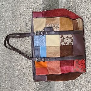 バッグ Coach Patchwork Tote bag Signature Coach Patchwork Signature Denim Gallery Tote Book Bag Purse